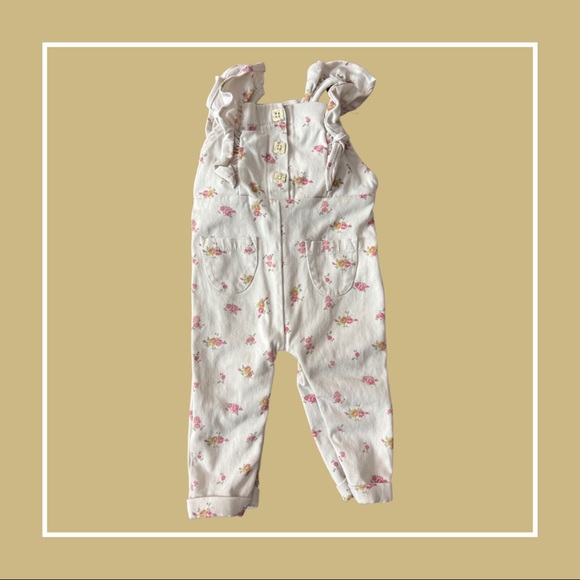 Spring Summer Floral Overalls—6/9m - Picture 3 of 4